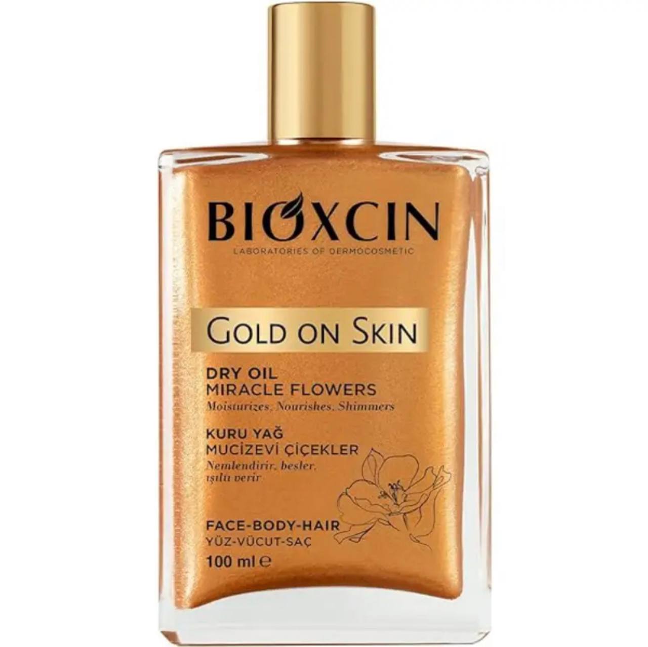 روغن مرطوب کننده و شاین صورت و بدن و مو بیوکسین Bioxin مدل Gold On Skin