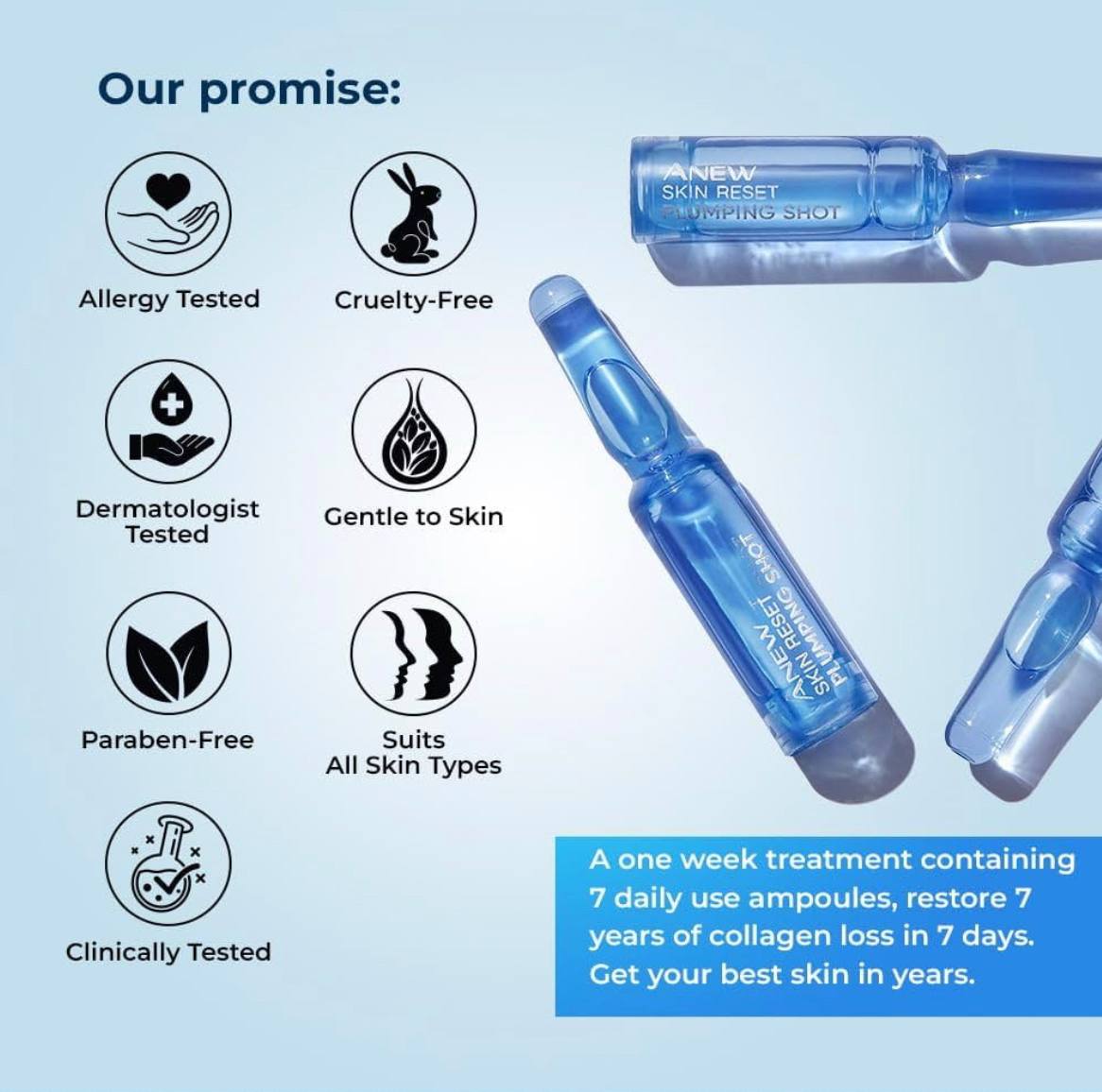 سرم کلاژن خالص آون AVON Anew Skin Reset Plumping Shots